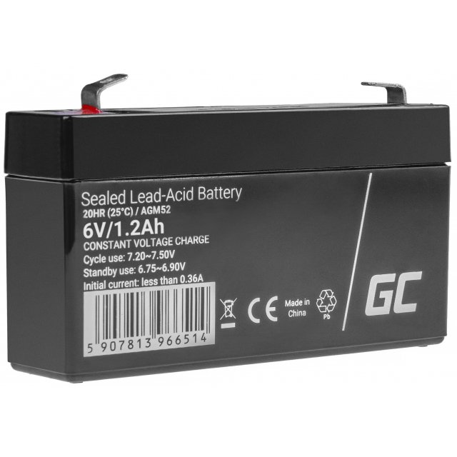  Green Cell AGM VRLA 6V 1.2Ah maintenance-free battery for the alarm system, cash register, toys, AGM52 