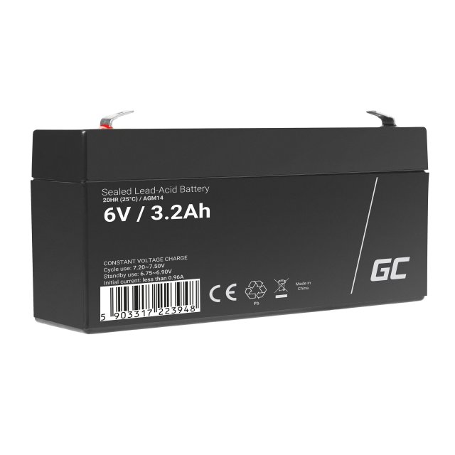  Green Cell AGM VRLA 6V 3.2Ah maintenance-free battery for the alarm system, cash register, toys, AGM14 