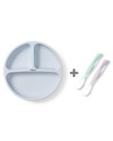  Silikona šķīvis 1482/01 blue + elastīgas karotes 1066 DĀVANĀ! 