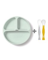  Silikona šķīvis 1482/03 mint + elastīgas karotes 1066 DĀVANĀ! 