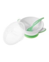  Bļoda ar piesūcekni un karoti AKUKU A0504 white/green 