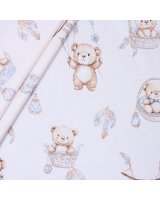  Autiņš flaneļa BEAR in BASKET white 70x80 cm (4401) 