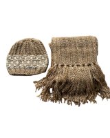  Vilnas cepure ar šalli CZ-2720 dark beige (55-60 cm) izpārdošana 