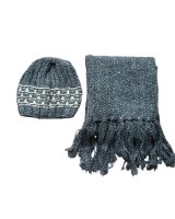  Vilnas cepure ar šalli CZ-2720 dark grey (55-60 cm) izpārdošana 