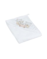  Dvielis ar kapuci BEAR white pearl 80x80 cm TegaBaby MS-014 