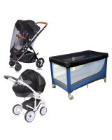  Moskītu tīkls melns XXL ratiņiem/ceļojumu gultai (melns) 