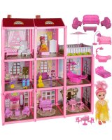 Leļļu māja ar 3 stāviem, lelli un aksesuāriem 27054 