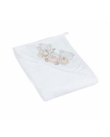 Dvielis ar kapuci BEAR white pearl 80x80 cm TegaBaby MS-014 [A] 