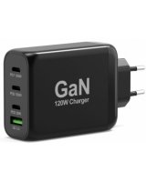  Lādētājs Port Power Delivery and Quick Charge 120W GaN USB-C & USB-A Black 
