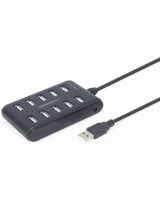  USB centrmezgls Gembird USB 2.0 10-port Black 