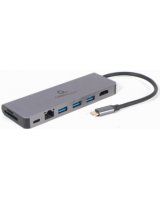  Dokastacija Gembird USB Type-C 5-in-1 multi-port adapter (Hub + HDMI + PD + card reader + LAN) 