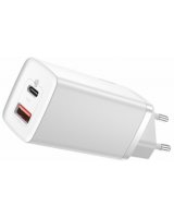  Lādētājs Baseus GaN2 Lite Quick Charger 1 x USB-C + 1 x USB 65W White 