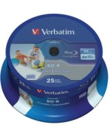  BD-R Verbatim 25GB 6x Datalife 25 Pack Spindle Wide Printable no ID 