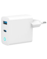  Lādētājs Gembird 3-port 30W GaN USB Fast Charger LCD White 