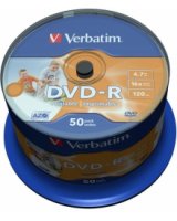  Matricas DVD-R AZO Verbatim 4.7GB 16x Wide Printable non ID,50 Pack Spindle 
