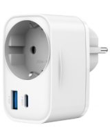  Lādētājs Gembird 2-port USB Fast Charger with Pass-through AC socket 20W White 