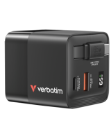  Lādētājs Verbatim GaN Wall Charger 65W 2 Port with Retractable Cable 