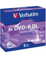  Matricas DVD+R DL Verbatim 8.5GB Double Layer 8x AZO 5 Pack Jewel 