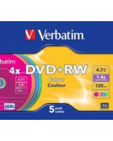  Matricas DVD+RW Verbatim 4.7GB 4x Colour, 5 Pack Slim 
