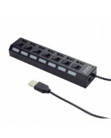  Gembird USB 2.0 7-port hub with switches Black 