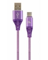  Gembird USB Male - USB Type C Male Premium cotton braided 1m Purple/White 