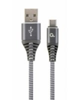  Gembird USB Male - USB Type C Male Premium cotton braided 1m Space Grey/White 