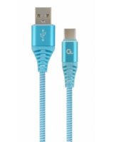  Gembird USB Male - USB Type C Male Premium cotton braided 2m Blue/White 