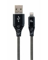  Gembird USB Male - Lightning Male Premium cotton braided 1m Black/White 