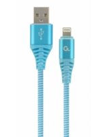  Gembird USB Male - Lightning Male Premium cotton braided 1m Blue/White 