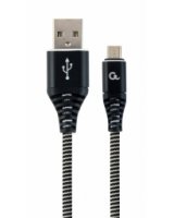  Gembird USB Male - Micro USB Male Premium cotton braided 1m Black/White 
