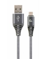  Gembird USB Male - Micro USB Male Premium cotton braided 1m Space Grey/White 