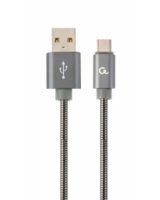  Gembird USB Male - USB Type C Male Premium spiral metal 1m Metallic Grey 