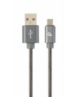  Gembird USB Male - Micro USB Male Premium spiral metal 1m Metallic Grey 