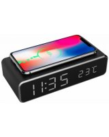  Gembird Digital alarm clock with wireless charging function Black 