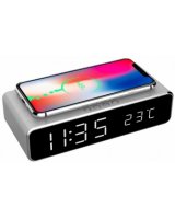  Gembird Digital alarm clock with wireless charging function Silver 