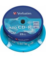  Matricas CD-R AZO Verbatim 700MB 1x-52x Crystal, 25 Pack Spindle 
