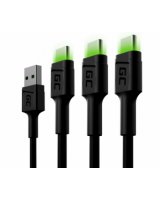  Green Cell USB Male - USB Type-C Male x 3 1.2m LED Backlight 