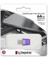  Zibatmiņa Kingston DataTraveler microDuo 3C 64GB USB Type-A + USB Type-C 