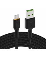  Kabelis Green Cell Ultra Charge Micro USB Male - USB-A Male with Orange LED Diode 2m 