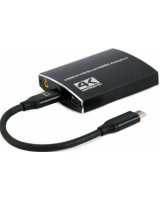  Adapteris Gembird USB-C Type-C Male - 2 x HDMI Female 4K Black 