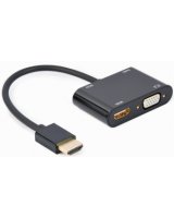  Adapteris Gembird HDMI Male - HDMI Female + VGA female + Audio Cable Black 