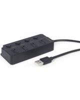  USB Centrmezgls Gembird USB 2.0 4-port Hub with Switches Black 