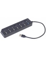  USB Centrmezgls Gembird 7-port USB 3.1 with Switches Black 