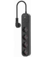  Viedā Rozete Gembird Smart Power Strip with USB Charger 4 Sockets Black 