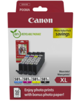  Tintes kārtridžs Canon CLI-581X BK / C / M / Y High Yield Ink Cartridge + Photo Paper Value Pack 