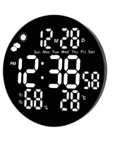  Gaosiio DS-3853L Цифровые светодиодные настенные часы с отображением даты, температуры, влажности, будильником и пультом 25 см 